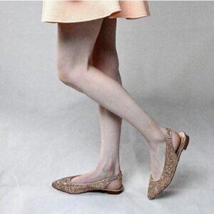 YDN Rose Gold Pointed Toe Slingback Low Heel Slide Sandal Comfortable Dress Pump